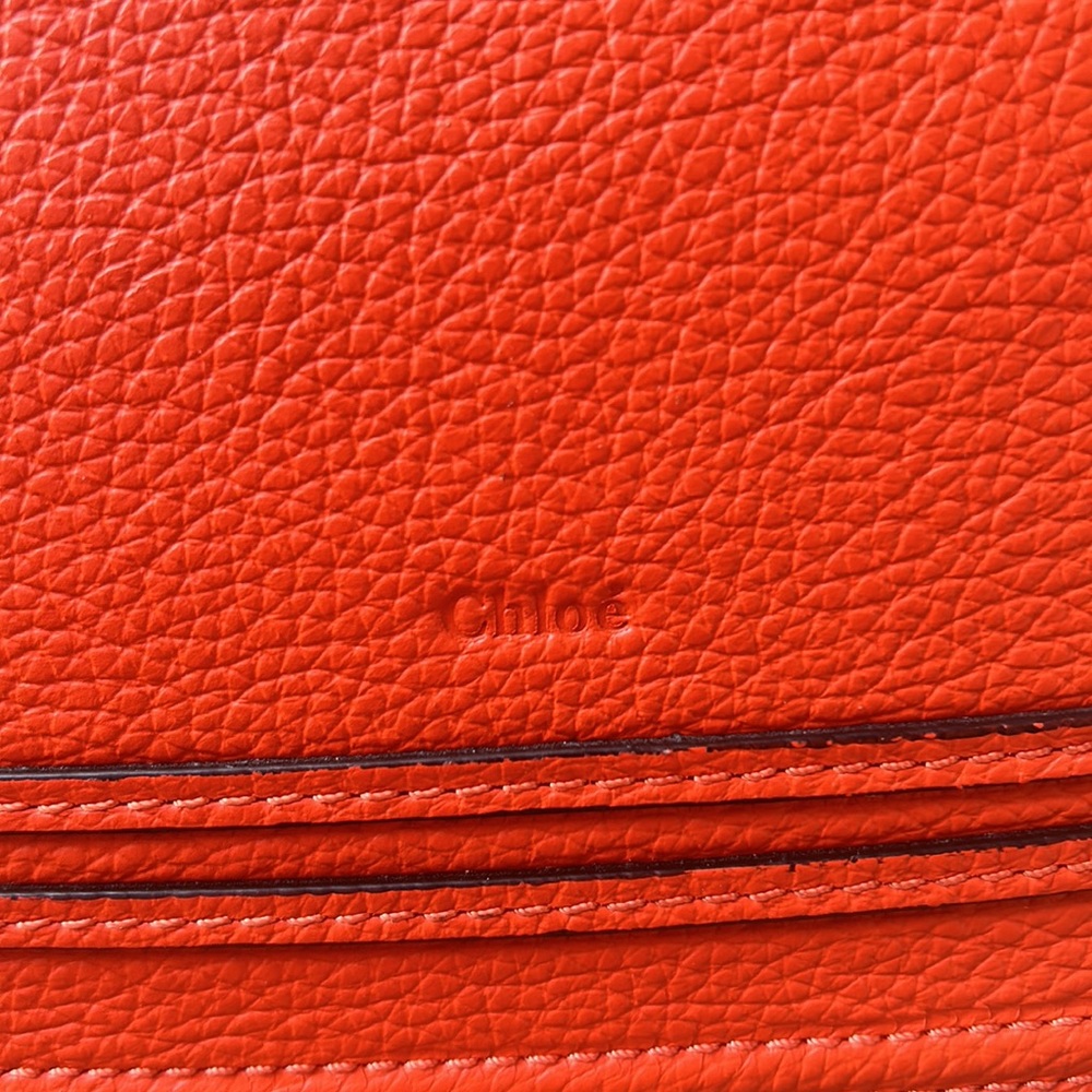 Chloe Marcie Medium Woven Raffia Tote Orange - Picture 7 of 11